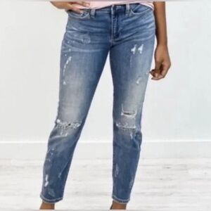 Judy‎ Blue Distressed Relaxed Fit Tapered Leg Denim Jeans - Womens Size 7 / 28